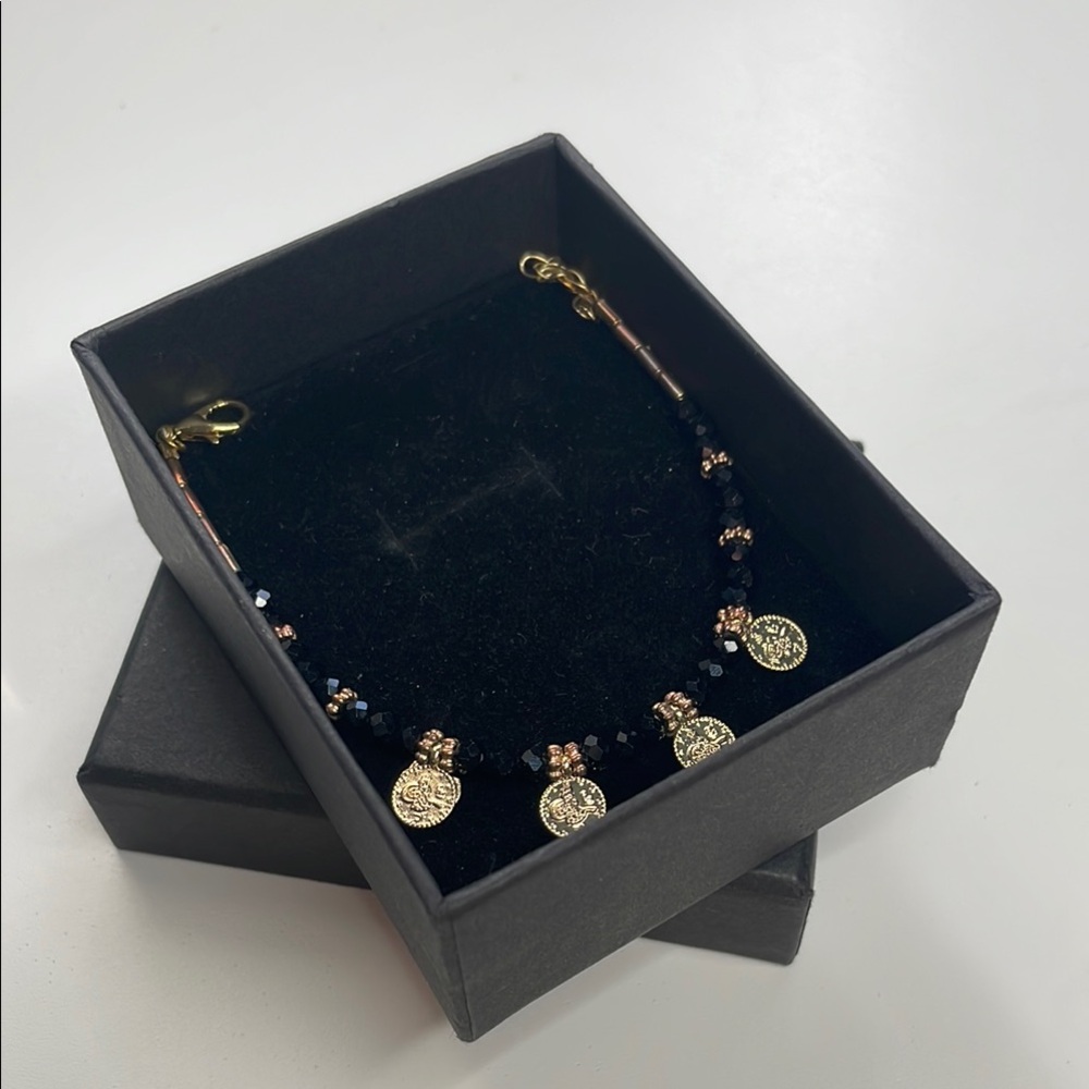 Black and Gold Coin Charm Bracelet/Anklets